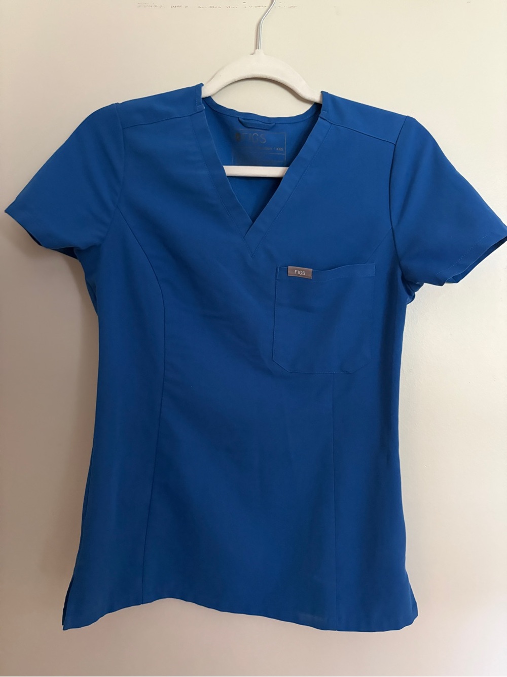 Figs Women's Blue V-Neck Short Sleeve Scrub Top